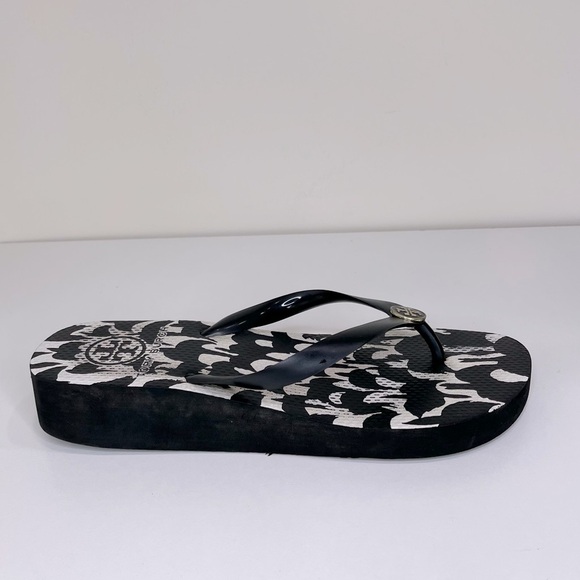 Tory Burch Shoes - Tory Burch Black White Wedge Flip Flops poolside summer vacation beach